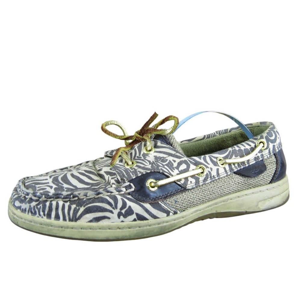 SPERRY Women Boat Shoe Brown Fabric Sz 7.5 Medium Used 2025